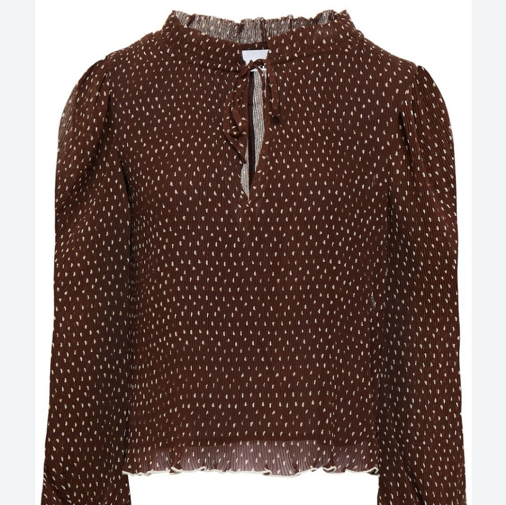 GANNI Brown Flowy Blouse Size 34